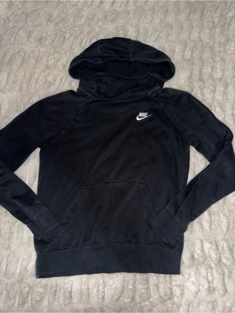 Nike Black Hoodie with White Swoosh Logo